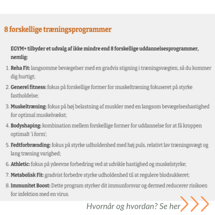 Træningsprogrammer eGym 2024